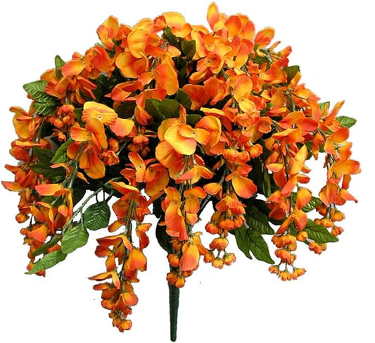 Admired by Nature Artificial Wisteria Long Hanging Bush Flowers - 15 Stems for Home, Wedding, Restaurant and Office Decoration Arrangement, Pumpkin Fall Color
