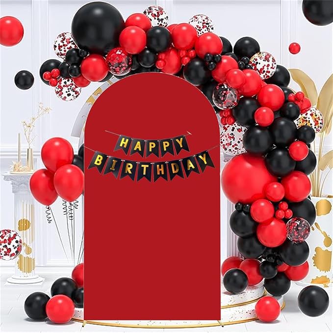 HAINARverS Wedding Arch Cover 7.2FT Spandex Fitted Stretchy Arch Stand Covers,2 Sided Round Top Chiara Backdrop Cover for Birthday Party Ceremony Banquet Baby Shower Arch Decoration(Red)