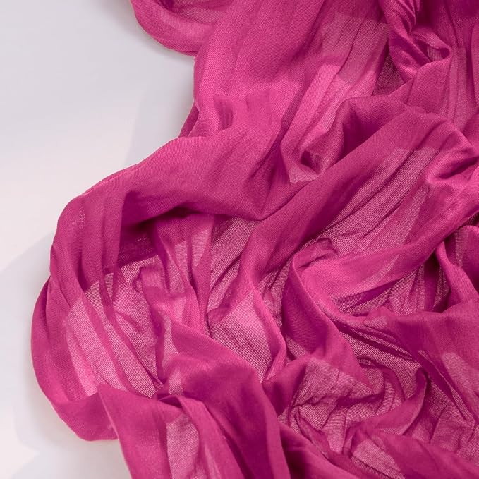 DeZerlor Hot Pink Cheesecloth Table Runner 6 Pack Spring Easter Table Runners Boho Gauze 120 Inches Fuschia Cheese Cloth Table Decor for Wedding Bridal Baby Shower Parties