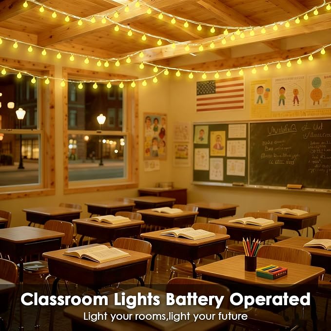 2 Pack Battery Operated String Lights Indoor Outdoor - 45FT 100 LED Fairy Lights with Remote, Waterproof Globe Light 8 Modes with Timer for Bedroom Classroom Dorm Girl's Room Decorations, Warm White