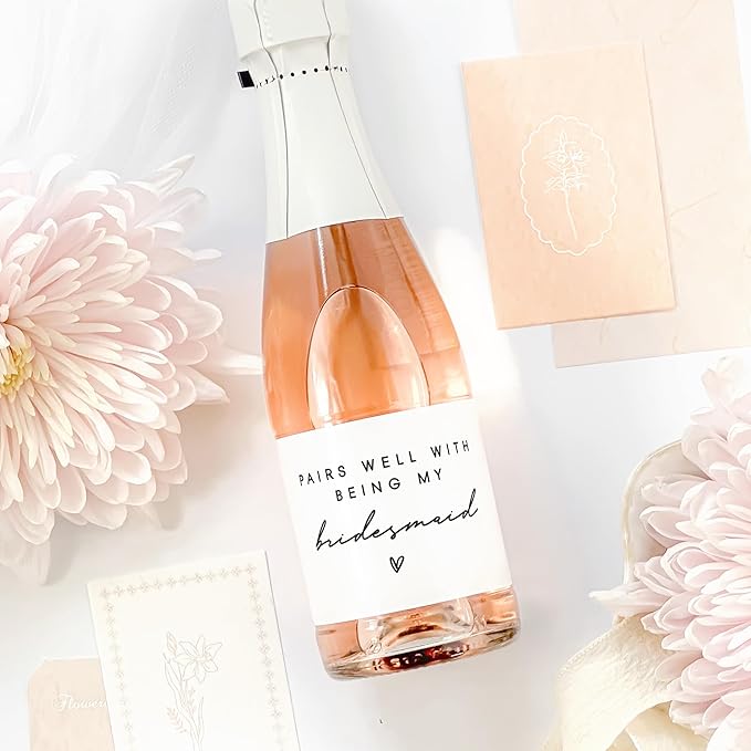 Label with Love Bridesmaid Proposal Mini Champagne Labels, Set of 10, Bridesmaid Champagne Stickers Handmade Labels, Will You be My Maid of Honor or Bridesmaid Gift, Bridesmaid Box Idea