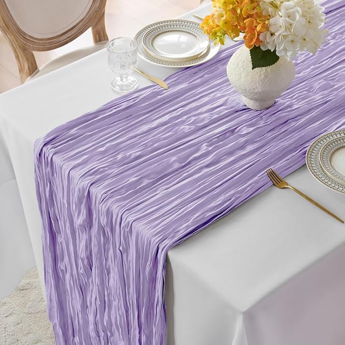 6 Pack Lilac Cheesecloth Table Runner 35"×120" Gauze Fabric Table Runner Rustic Sheer Runner for Wedding Birthday Baby Shower Party Table Decoration Lilac 6 Pack