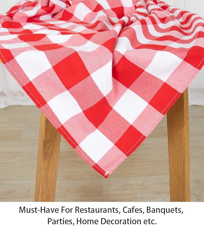 ShinyBeauty Checked Square Tablecloth 54x54-Inch Red and White Buffalo Plaid Washable Cotton Table Cover for Dining Room - Gingham Rustic Lattice Christmas Decor