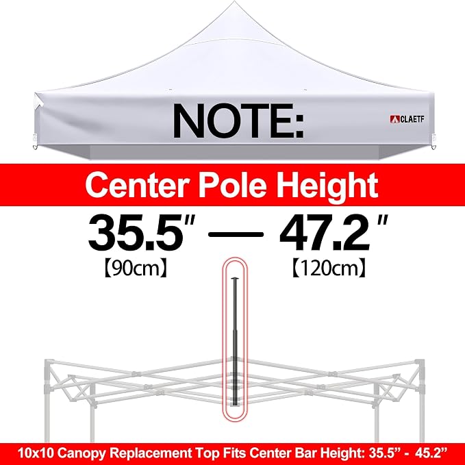 10x10ft Replacement Canopy Top-Heavy-Duty 500D 2500mm Waterproof & UPF 50+ UV Tent Cover with 8 Drainage Holes,Reinforced Straps for Camping,Trade Shows(Frame Not Included-White)