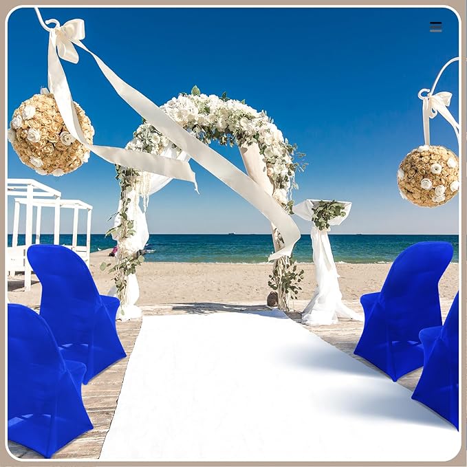 Newwiee 100 Pcs Spandex Chair Covers Bulk - Stretch Folding Flat Front Fitted Universal Chair Protector Pack Removable Washable for Wedding Party Dining Banquet Event (Blue)