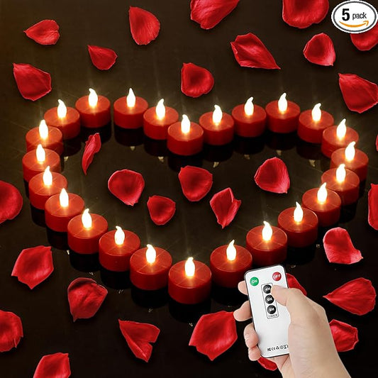 Hanzim Tea Light Candles with Remote Control,Flickering Flameless LED Candle,Long Lasting 400+Hours,Battery Operated with Timer for Home Decoration Seasonal &Festival Celebration(12pcs Red)