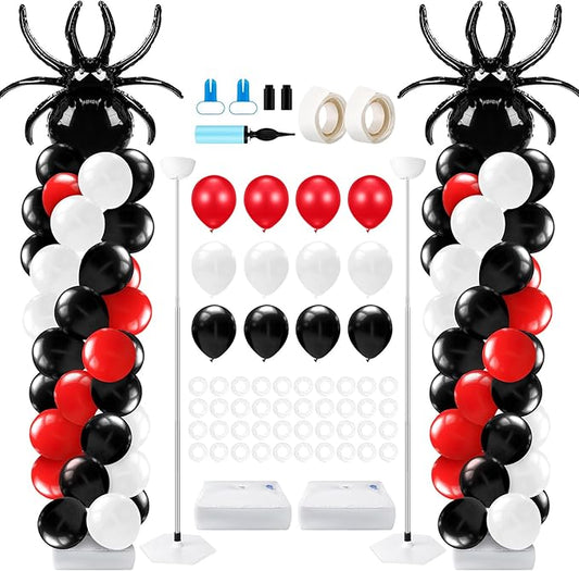 Kasyat 2 Sets Spider Party Balloon Column Stand Kit Adjustable Spider Balloon Stands for Birthday Baby Shower Hero Theme Party Decorations