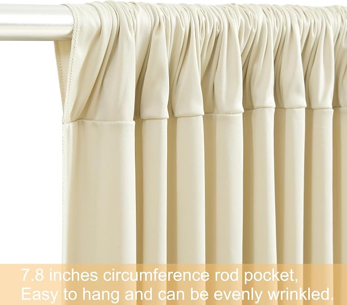 10 Panels Backdrop Curtains for Wedding Party Wrinkle Free Beige Backdrops Curtain Drapes Fabric Decorations Photo Back Drop Cloth for Baby Shower Photography Stage Reception 50ft(W) x 12ft(H)