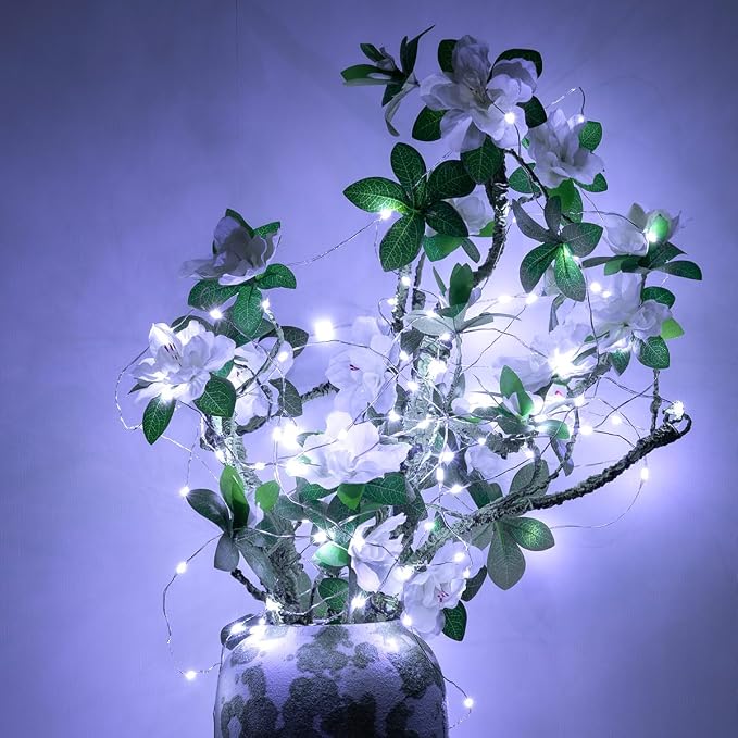 2 Pack 200 LED Fairy Lights Plug in 66Ft Cool White Silver Wire Twinkle Lights LED String Lights with Remote for Christmas Tree Bedroom Living Room Wall Patio Party Decoration