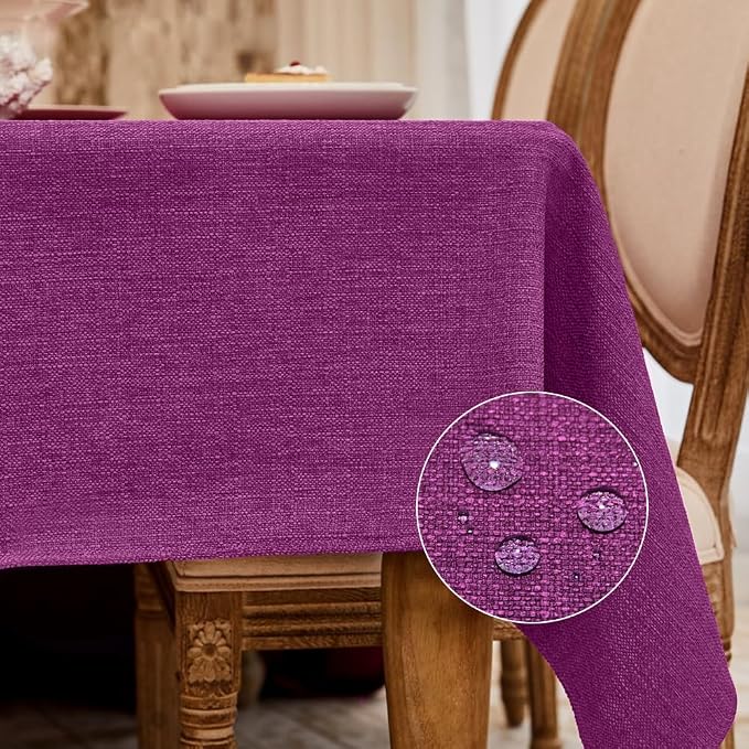 BALCONY & FALCON Rectangle Tablecloth Washable Wrinkle Resistant and Water Proof Table Cloth Decorative Linen Fabric Tablecloths for Dining Parties Kitchen Wedding and Outdoor Use (Purple, 57x85)