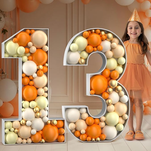 Mosaic Numbers for Balloons 4FT: Large 13th Birthday Decorations Balloon Mosaic Number Frame Marquee Number 13 Anniversary Party Decor Cardboard Numbers