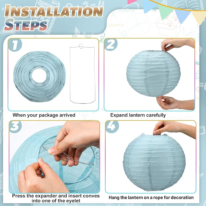 Retisee 12 Pcs 10 Inch Hanging Paper Lanterns Party Decorations Boho Classroom Decor for Birthday Back to School Party Decoration for Classrooms Wedding Birthday Ceilings