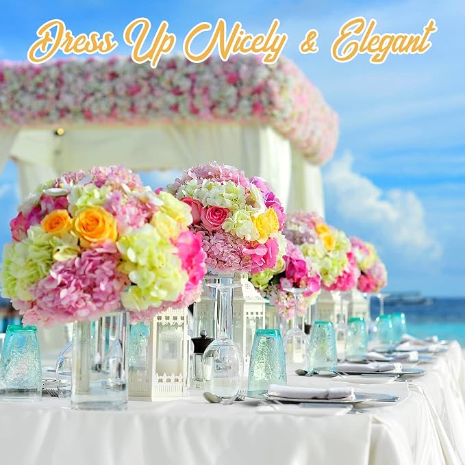BRILLMAX 6 Pack White Tablecloths 90 x 132 Inch for 6ft Rectangle Tables - 150 GSM Polyester Fabric, Floor Length Drop, Water, Stain & Wrinkle Resistant Cloth Cover for Wedding Reception Banquet