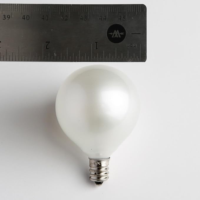 Hometown Evolution, Inc. (Box of 25) G50 White Satin Pearl 2 Inch 7 Watt C7 (E12) 3/8" Base Replacement Bulbs