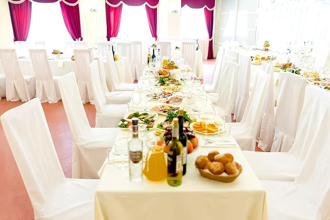 12 Pack Polyester Tablecloth -60 x 126 Inch Beige Table Cloth for 8 Feet Rectangle Tables, Stain and Wrinkle Resistant Washable Fabric Table Cover for Wedding Party Banquet Restaurant Kitchen