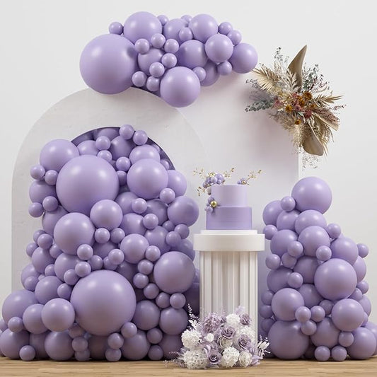 Dusty Purple Double Stuffed Balloons Different Size 115Pcs 5/10/12/18" Light Purple Balloon Arch Garland kit for Birthday Baby Shower Bridal Shower Fairy Gender Reveal Party