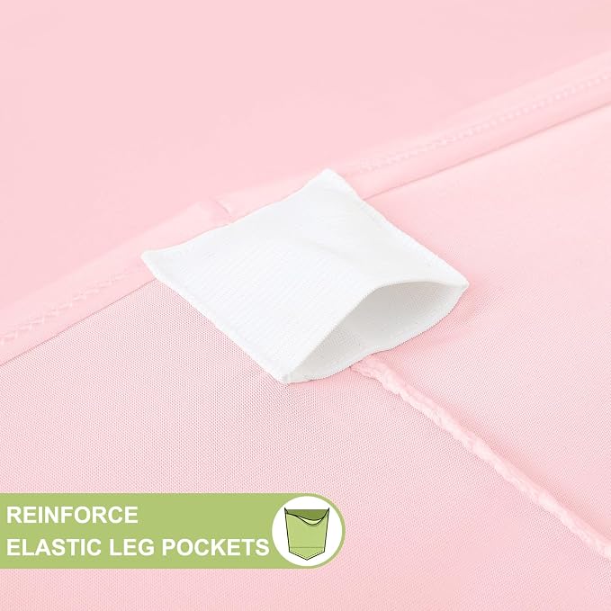 Moosfor Spandex Elastic Fitted 6FT Rectangle Tablecloth 6 Pack, Stretch Washable Reusable Table Cover for Outdoor Picnic, Dining, Wedding, Banquet & Party Events (Pink, 72Lx30Wx30H Inch)