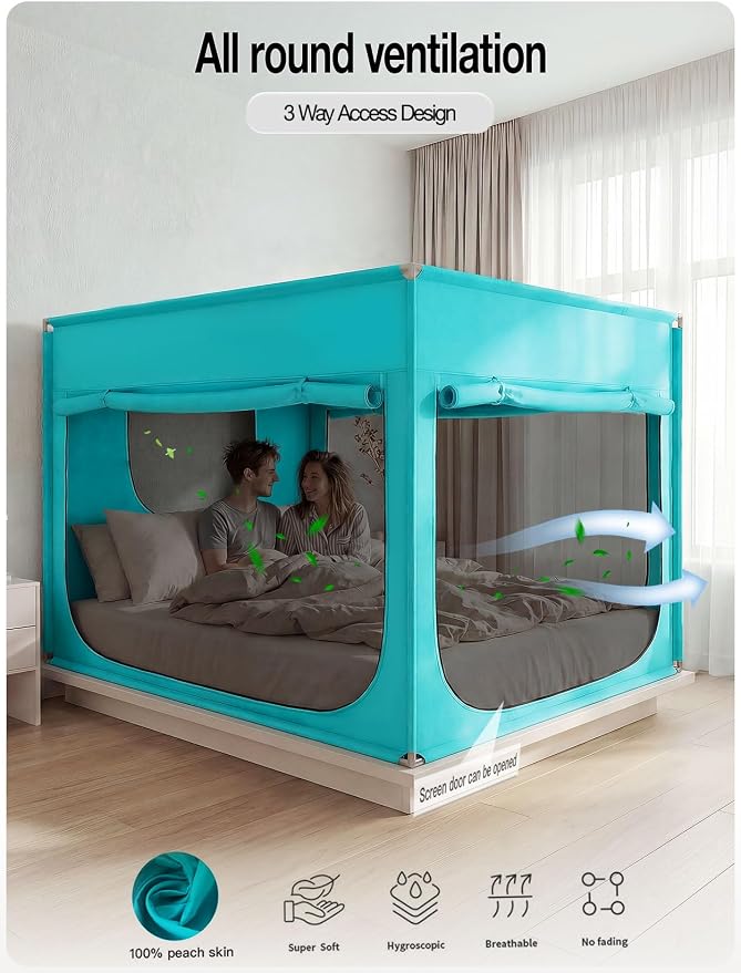 ANC POP Portable Bed Tent, Blackout Privacy Canopy with 3 Doors & Breathable Mesh, Large Space for Adults, Indoor Sleeping Shelter for Dorms/Shared Rooms