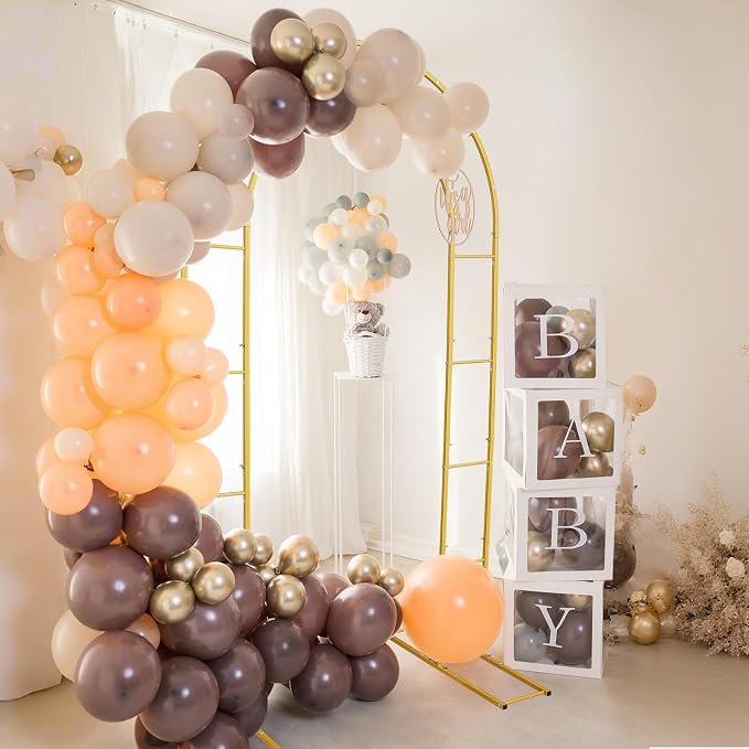 7.2FT Gold Arch Backdrop Stand, Balloon&Flower Metal Arch Backdrop for Wedding Decorations, Baby Shower, Parties & Events, Sturdy Frame Backdrop Stand with Backdrop Cover Heavy Duty