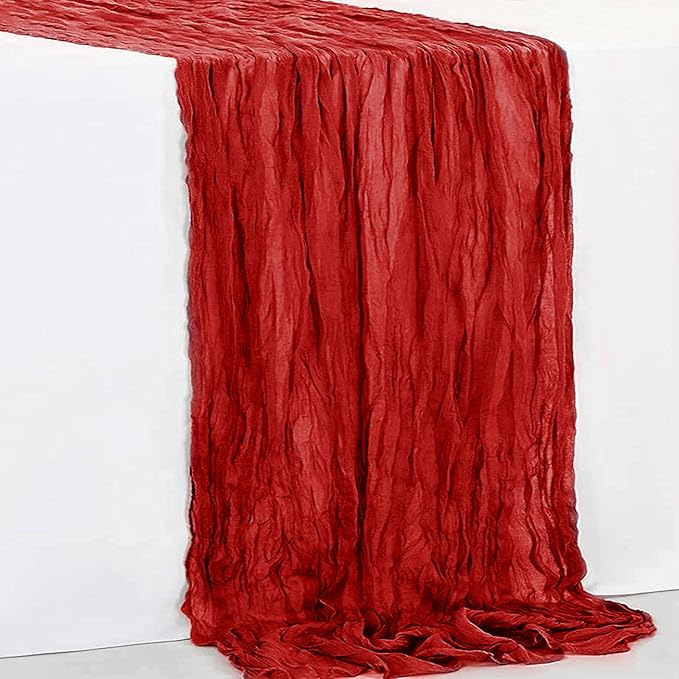 10 Pack Burgundy Cheesecloth Table Runner 35x120 Inch 10Ft Rustic Gauze Cheese Cloth Table Runner Sheer Cheesecloth Table Runners for Wedding Party Bridal Shower Decoration