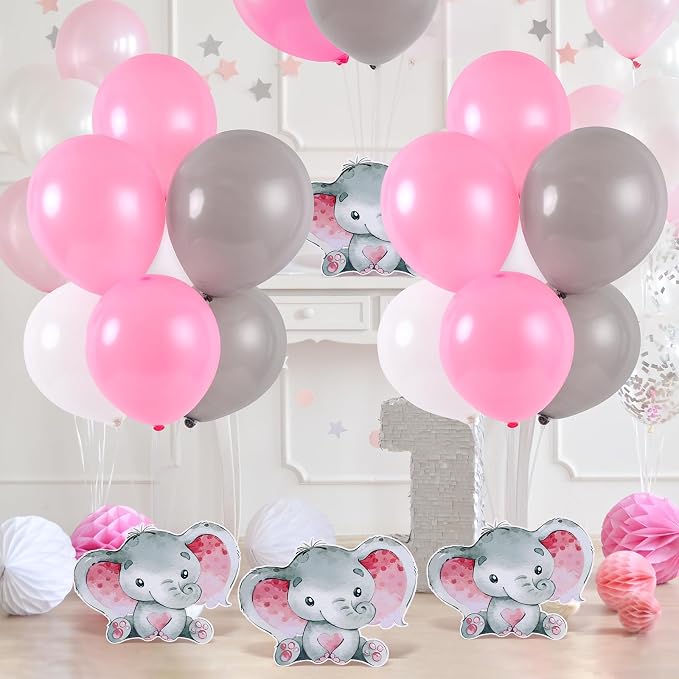 6 Sets Elephant Baby Shower Balloon Stand Kit for Tables Elephant with Balloon Centerpieces Party Decor for Girls 3D Table Decoration for Kids Party Baby Shower Photo Props Supplies