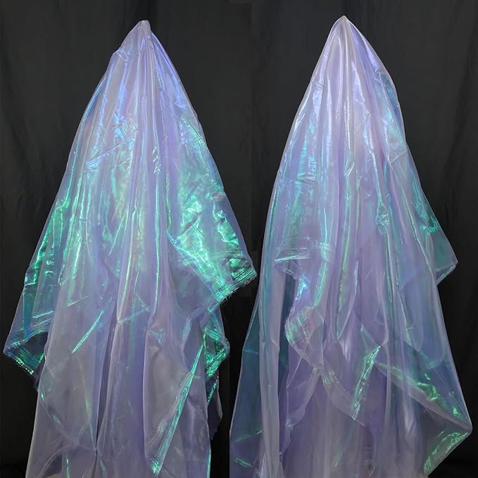 Light Purple Iridescent Organza Fabric for Wedding & Halloween, 11 Yard Long, 59-Inch Wide, Perfect for DIY, Photography Scene Arrangement, and Personalized Clothing Production