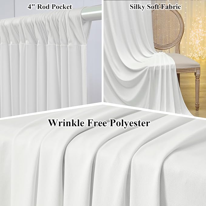 20x40ft Ivory Ceiling Drapes, 4 Panels 40ft Height Wrinkle-Free Tent Draping Curtains for Wedding Party Tent Canopy Arch Backdrop Decorations