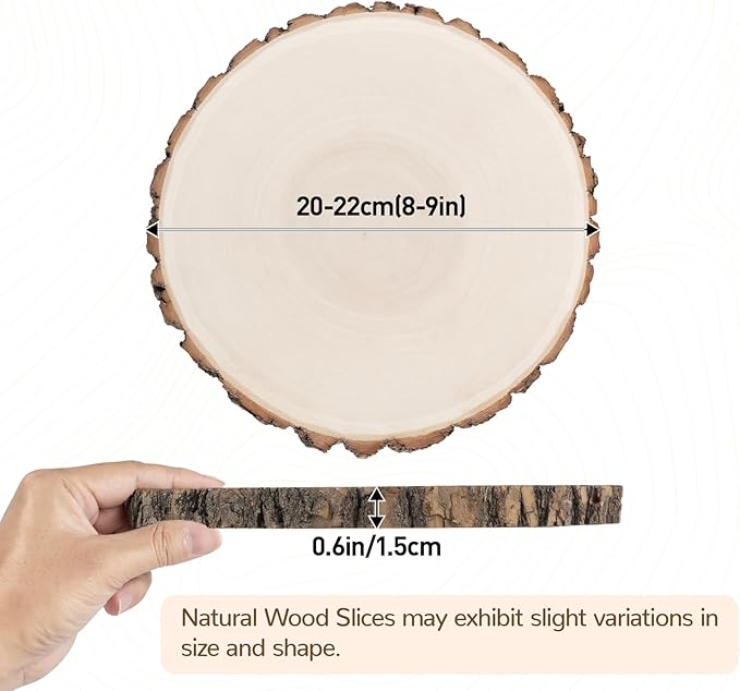 ilauke 6Pcs Wood Slices for Centerpieces, 8-9Inch Natural Wood Circles for Crafts, Natural Willow Wood Rounds Smooth Rustic Table Decor, Perfect for Wedding Decor and DIY Craft Projects
