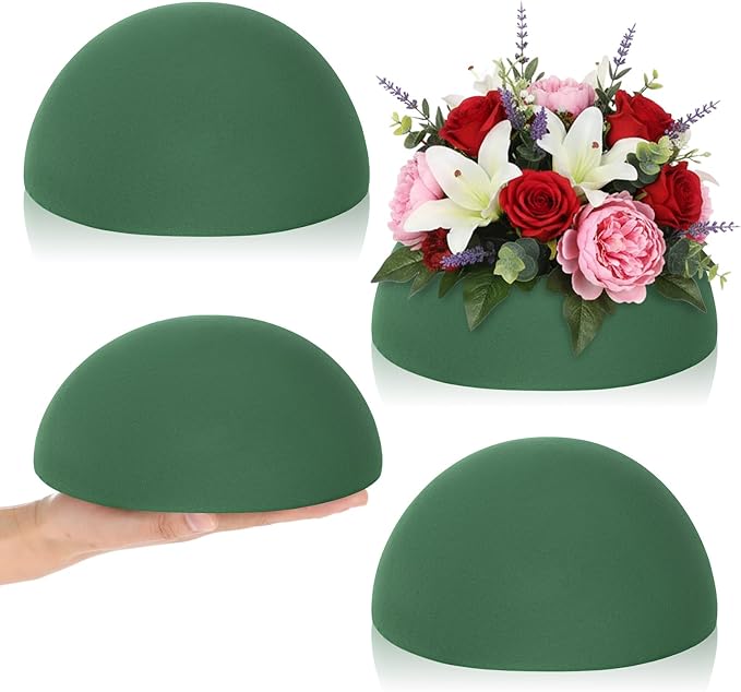 Hpmjz 4 PCS Floral Foam Blocks, 7.5 Inch Green Half Balls Large Round Dry & Wet Flower Foam for Fresh and Artificial Flower Plant Arrangements Craft Supplies Wedding Birthday Home Garden Decor