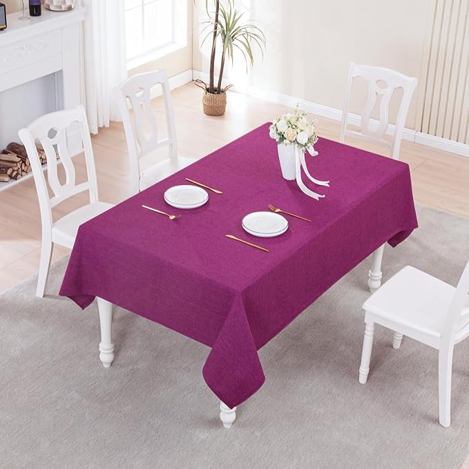 BALCONY & FALCON Square Tablecloth Washable Wrinkle Resistant and Water Proof Table Cloth Decorative Linen Fabric Tablecloths for Dining Parties Kitchen Wedding and Outdoor Use (Purple, 55x55)