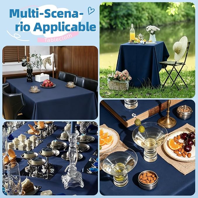 WIGENIUS 6 Pack Blue Table Cloth Rectangle Tablecloths 70X120 Inch,Polyester Table Cloth for 8 Foot Rectangle Tables,Wrinkle Resistant Washable Fabric Table Covers for Party,Wedding Banquet