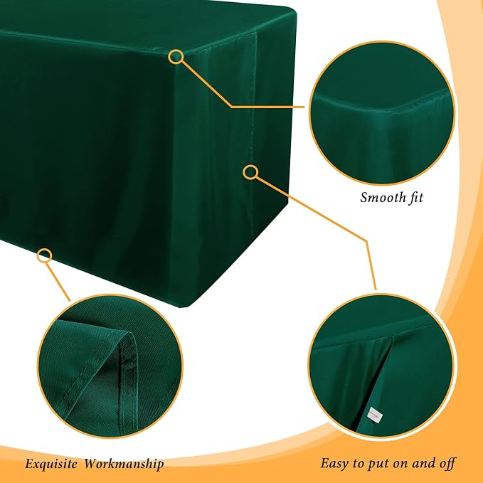 Obstal 2 Pack Blackish Green Table Cloths for 8 Foot Rectangle Tables - Water Resistant Washable Fabric Polyester Rectangle Table Cover Protector for Wedding, Banquet and Trade Shows