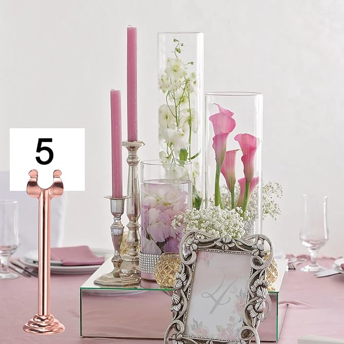 MECCANIXITY 12Pcs Table Number Holder 3.9 Inch Place Card Holder Picture Holders Gold Table Sign Holders for Wedding Anniversary Birthday Party
