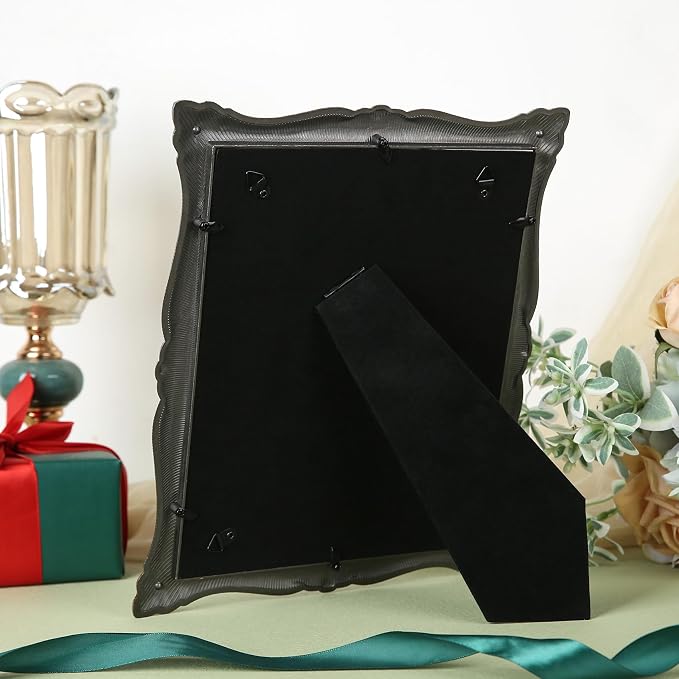 8x10 Vintage Green Enamel Metal Picture Frame Unique Ornate Gemstone Photo Frames with Glass Front, Tabletop Art Decoration, Creative Gifts for Women, Horizontally & Vertically