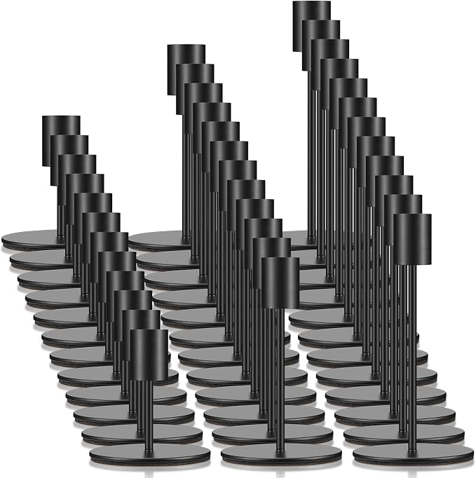 Sieral Candle Holders Bulk Taper Candlesticks Holders Set Modern Decorative Metal Candelabras for Wedding Anniversary Home Dining Table Centerpiece Xmas Party Decor(Matte Black,36 Pcs)
