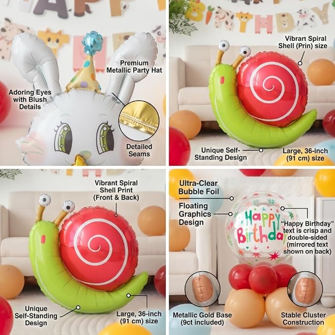 48 PCS Happy Birthday Farm Animals Foil Balloon Decorations Kit for Kids Birthday, Farm Theme Cow Chicken Pig Sheep All-In-One Party Supplies with Birthday Banner for Boys Girls Kids
