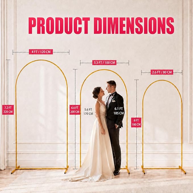 6 FT Arch Backdrop Stand, Balloon Arch Stand, Metal Background Arch Stand, Backdrop Arch Frame, Wedding Arch for Backdrop