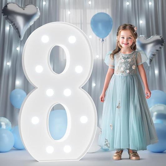 4FT Marquee Light Up Numbers, Marquee Numbers 4 Feet Tall with Cool White Light, Number 8 Light Up Number for Party 8th Birthday Anniversary Decorations
