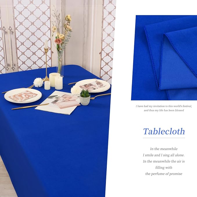 YMHPRIDE 6 Pack Royal Blue Polyester Tablecloths, 60 x 102 inch, Rectangular, Wrinkle Resistant, Machine Washable, Perfect for 6FT Tables, Wedding, Party, Banquet