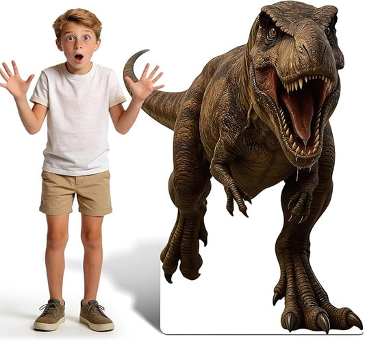 4Ft T-Rex Dinosaur Cardboard Cutout Stand-Up, Life Size Dinosaur Theme Photo Prop Party Decoration, Tyrannosaurus Rex Standee for Themed Birthday, Backdrop, Event Display