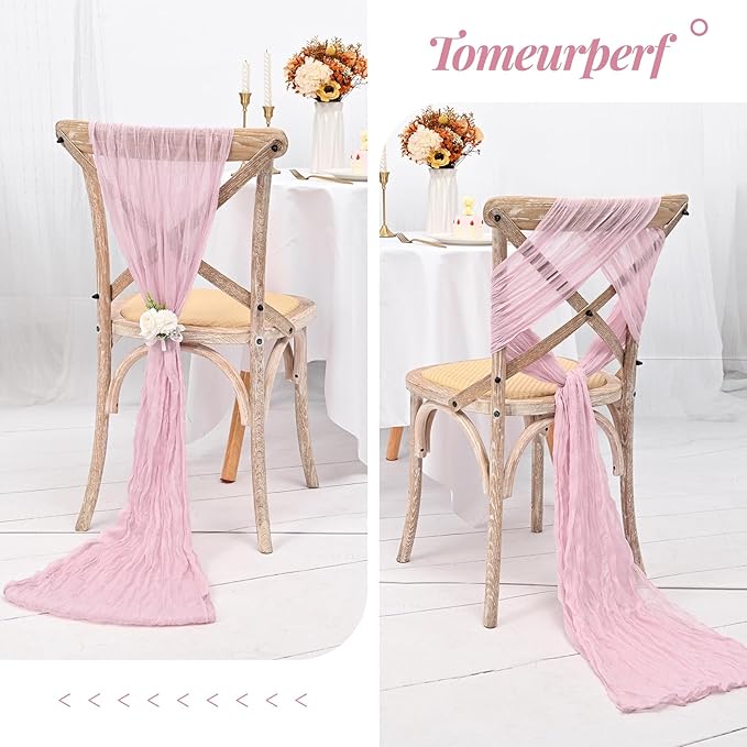 8 Pack 10Ft Cheesecloth Table Runner Light Pink, 20 x 120 Inch Rustic Gauze Boho Cheese Cloth Wedding Long Table Runner for Wedding Party Bridal Shower Decoration