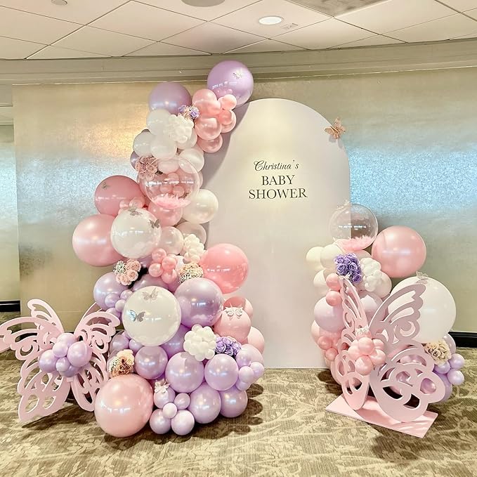 Double Pearl Purple Stuffed Balloons Different Size 115Pcs 5/10/12/18" Light Purple Balloon Arch Kit for Princess Birthday Baby Shower Bridal Shower Engagement Ocean Sea Frozen Theme Party