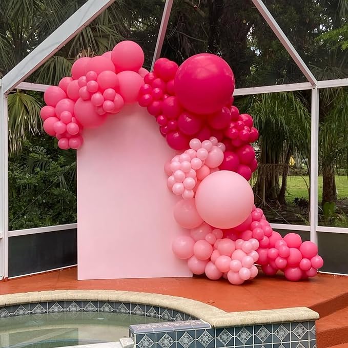 Pink Balloon Arch, Mother's Day Balloons Hot Pink Light Pearl White Latex Balloon for Girls Women Birthday Mother's Day Wedding Baby Shower Bridal Shower Bachelorette Engagement Party Decorations