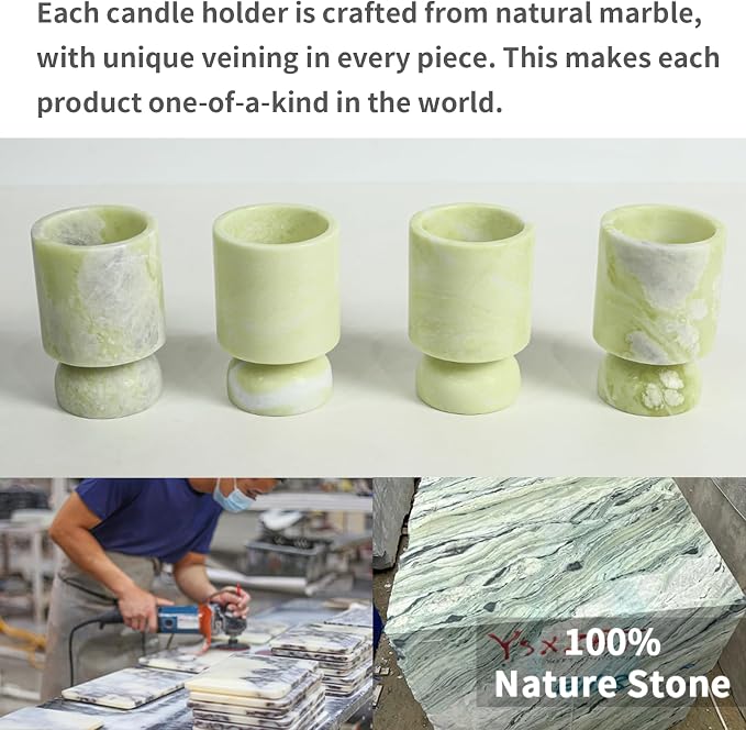 Vintage Marble Pillar Candle Holder, Natural Marble Candlestick Holder, French Centerpieces for Table, Elegant Marble Home Decor for Anniversary Weddings Valentine's Day