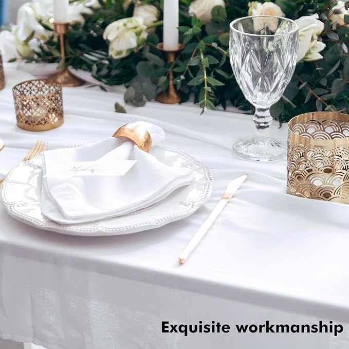 Fixwal 8 Pack White 60 x 102 Inch Rectangle Tablecloths, Reusable Heavy Duty Washable Polyester Table Covers for 6 Ft Tables, Wedding, Party, Outdoor, Picnic, Camping