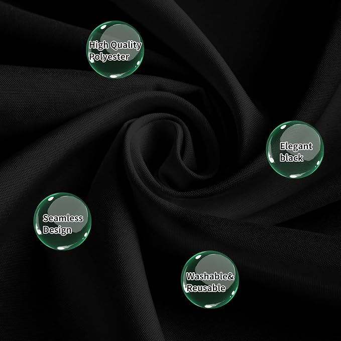 10 Pack Black Round Tablecloth 120 Inch Round Table Cloth Washable Polyester Fabric Bulk Linen Tablecloths Round Table Cover for Parties Wedding Banquet Buffet Dinning