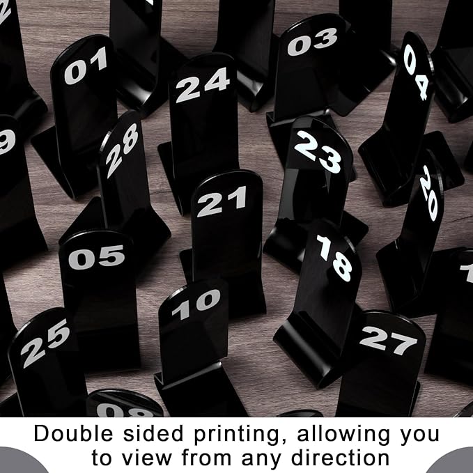 Tuanse 1-30 Table Order Numbers Restaurant Double Sided Acrylic Reception Number Stands Signs for Wedding Restaurant Seating Cafes Party Banquet(Black)