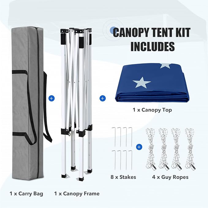 EAGLE PEAK 5x5 Pop Up Canopy Tent Instant Outdoor Canopy Easy Set-up Straight Leg Folding Shelter, American Flag