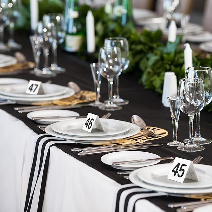 Tuanse 100 Pcs Acrylic Table Numbers 1-100 Double Sided Minimalist Restaurant Wedding Table Tent Cards for Party Event Banquets Wedding Reception, 2.5 x 2 x 1.6 Inch(Black Number)