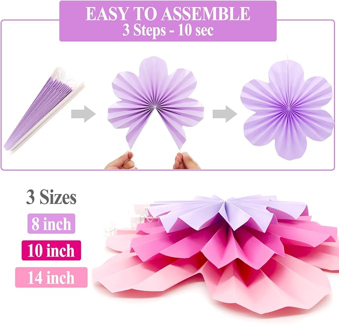 Butterfly Birthday Decorations Party Supplies with Pre-strung Happy Birthday Banner,Flower Garland,Cake Cupcake Toppers Stickers,Hanging Swirls, Paper Fan Spring-themed Decor Pack for Women Girls